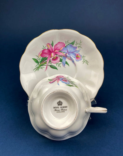 Vintage Tea/Coffee Cup and Saucer. Royal Albert Orchid Motif. Fine Bone China. Made in England. Collectibles. Replacements. - I Bought a Yard Sale