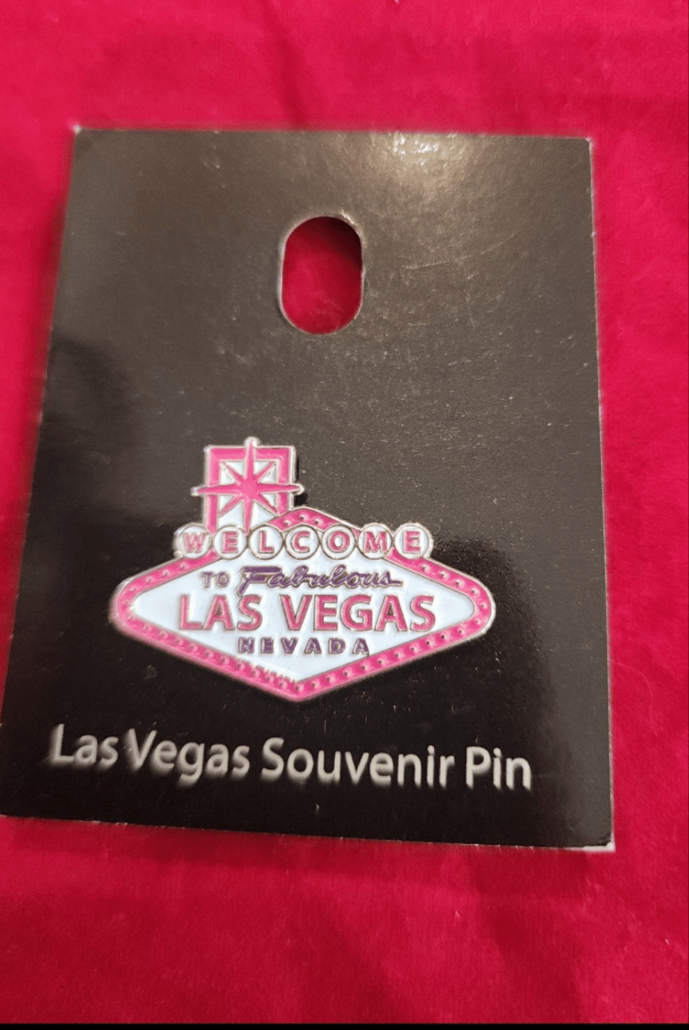 Vintage Welcome To Las Vegas Sign Lapel Souvenir Pin in Pink - I Bought a Yard Sale