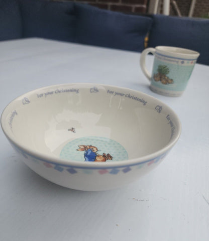 Vtg Wedgewood Peter Child's Rabbit Porcelain Bowl & Cup For your Christening - I Bought a Yard Sale