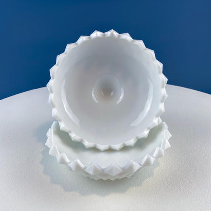 Westmoreland Milk Glass Candy Bowl with Lid. English Hobnail Cosmetic Jewelry Storage Dish for Dresser Bathroom. Dining Room Decor. - I Bought a Yard Sale