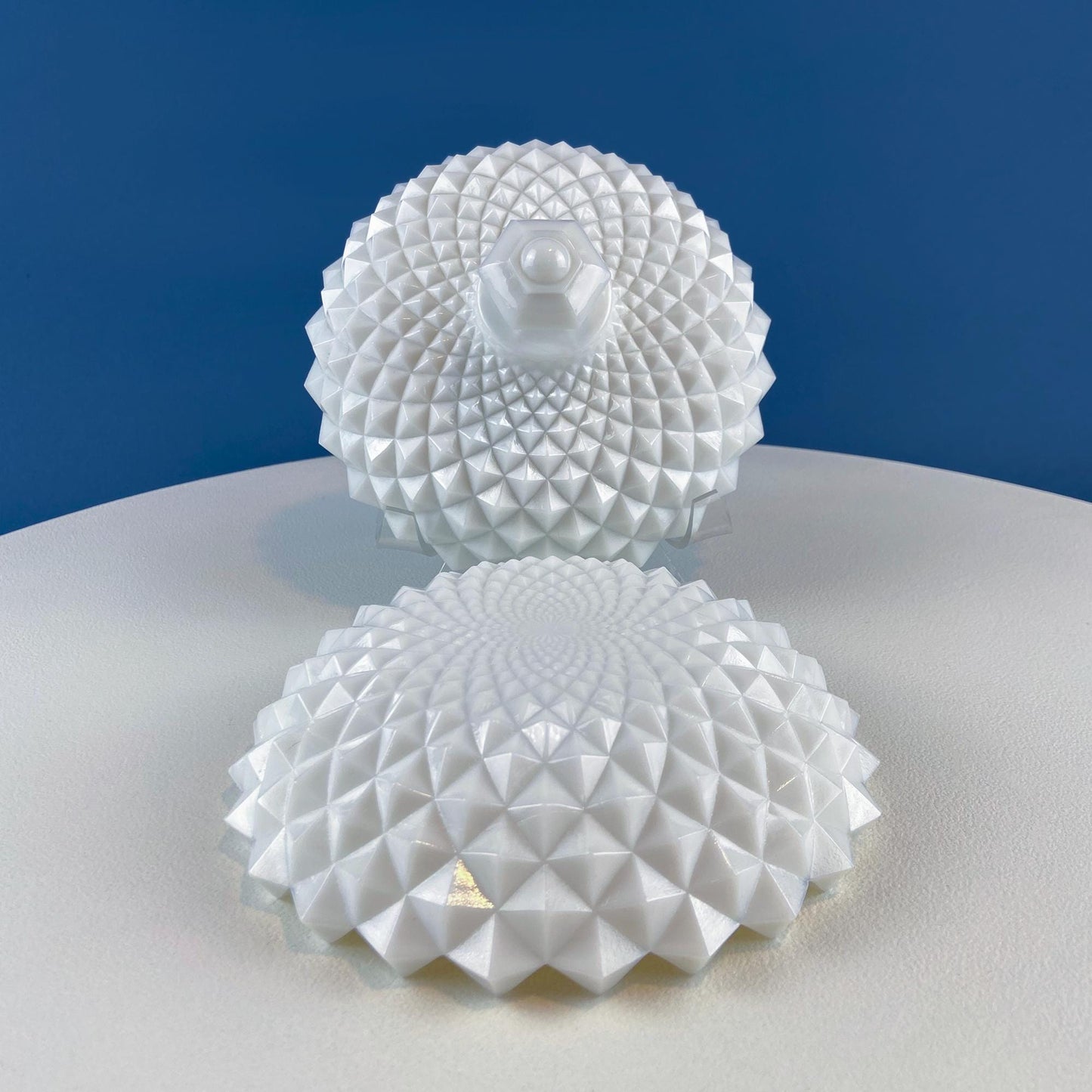 Westmoreland Milk Glass Candy Bowl with Lid. English Hobnail Cosmetic Jewelry Storage Dish for Dresser Bathroom. Dining Room Decor. - I Bought a Yard Sale