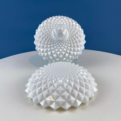 Westmoreland Milk Glass Candy Bowl with Lid. English Hobnail Cosmetic Jewelry Storage Dish for Dresser Bathroom. Dining Room Decor. - I Bought a Yard Sale