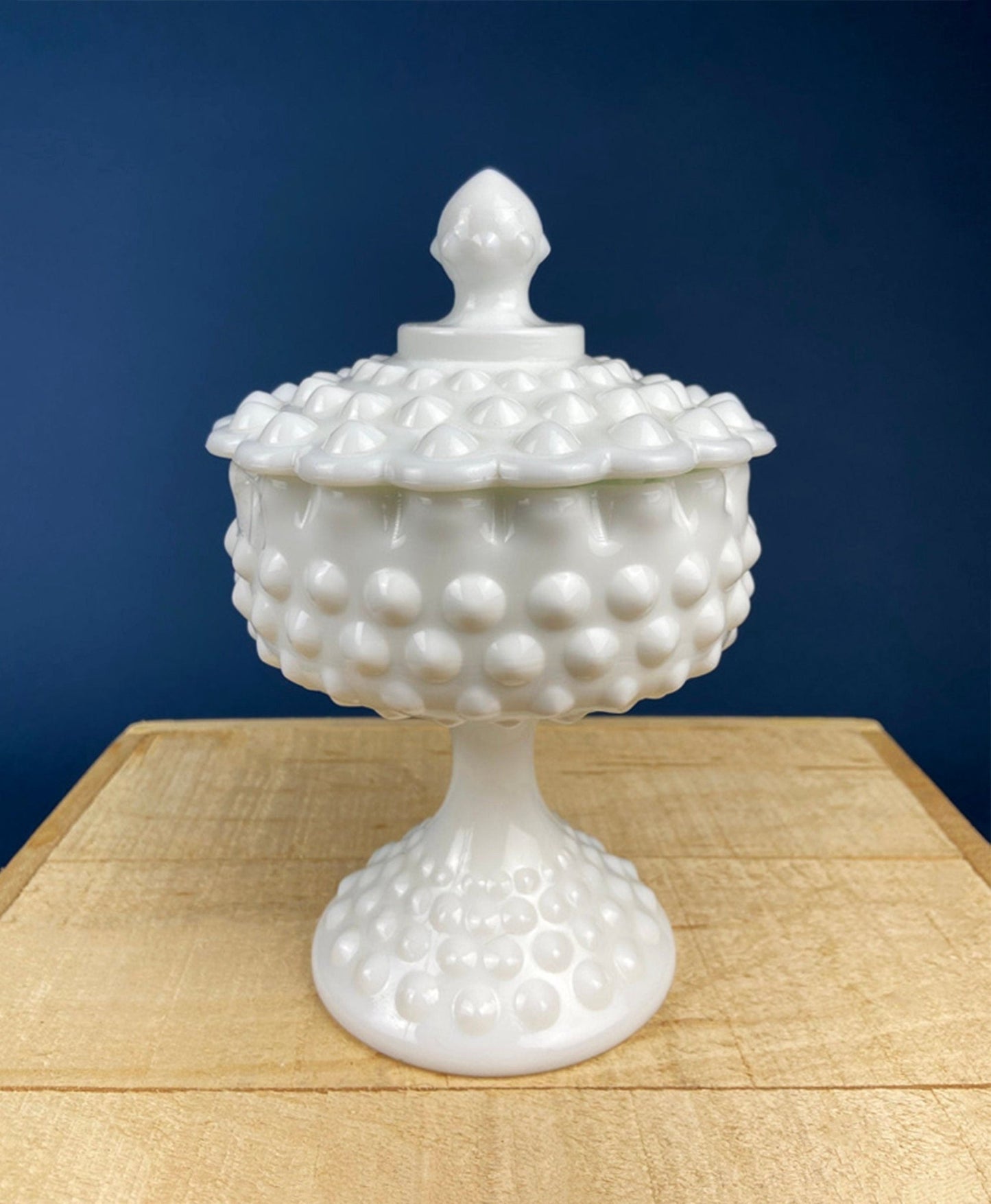 Westmoreland Milk Glass Candy Bowl with Lid. English Hobnail Cosmetic Jewelry Storage Dish for Dresser Bathroom. Dining Room Decor. - I Bought a Yard Sale