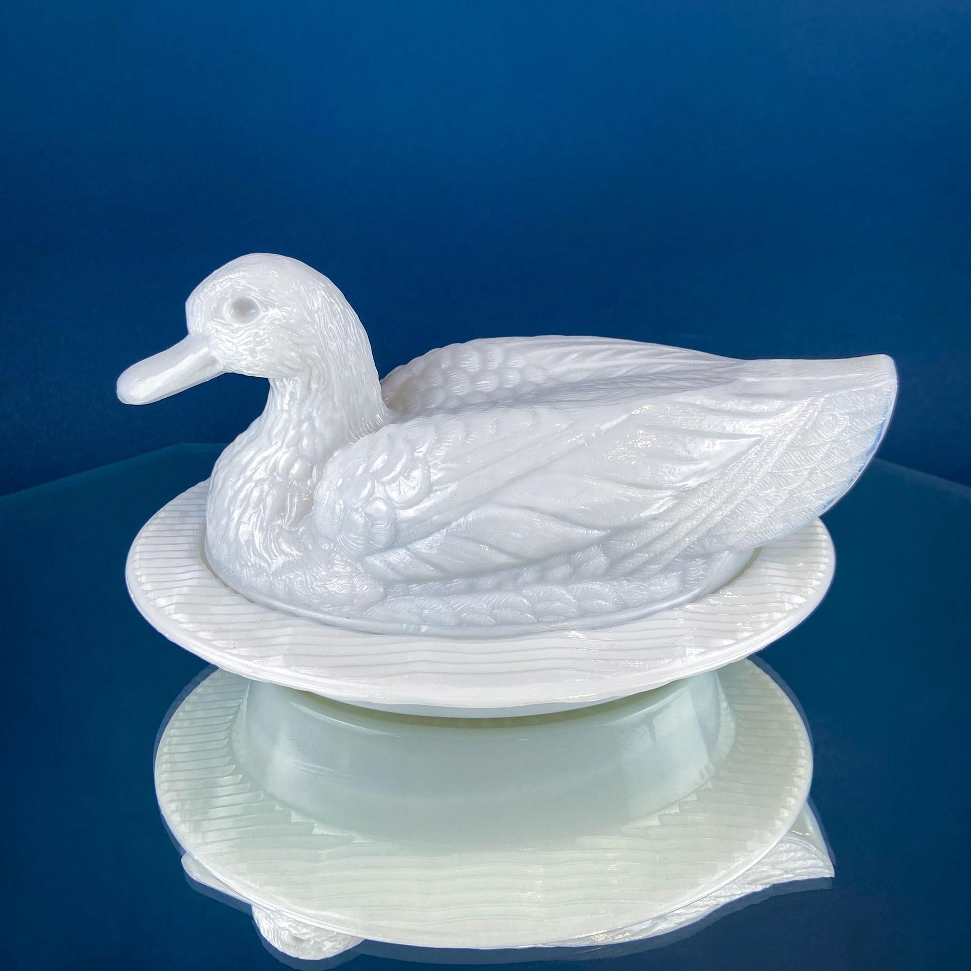 Westmoreland Milk Glass Duck Dish. Vintage Duck Butter or Serving Dish. White Bird Bowl with Cover. Modern Farmhouse. French Country. - I Bought a Yard Sale