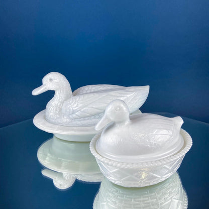 Westmoreland Milk Glass Duck Dish. Vintage Duck Butter or Serving Dish. White Bird Bowl with Cover. Modern Farmhouse. French Country. - I Bought a Yard Sale