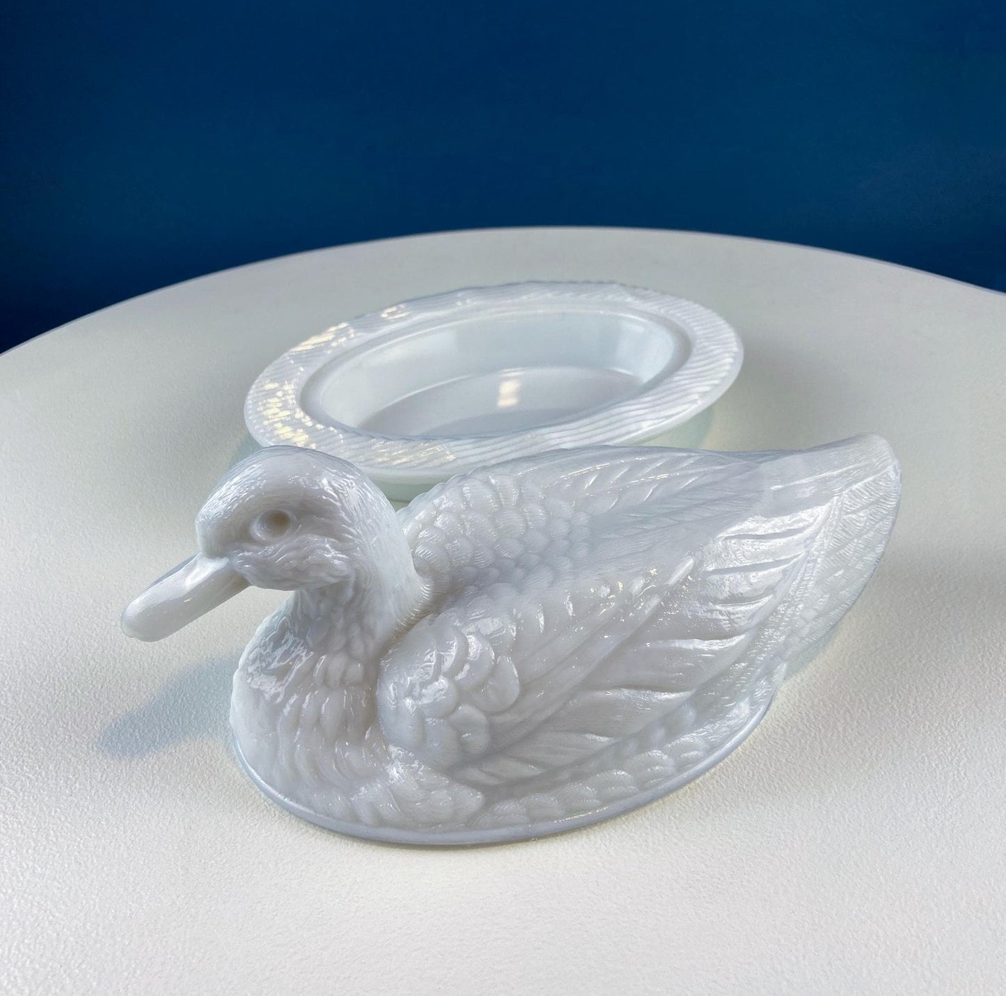 Westmoreland Milk Glass Duck Dish. Vintage Duck Butter or Serving Dish. White Bird Bowl with Cover. Modern Farmhouse. French Country. - I Bought a Yard Sale