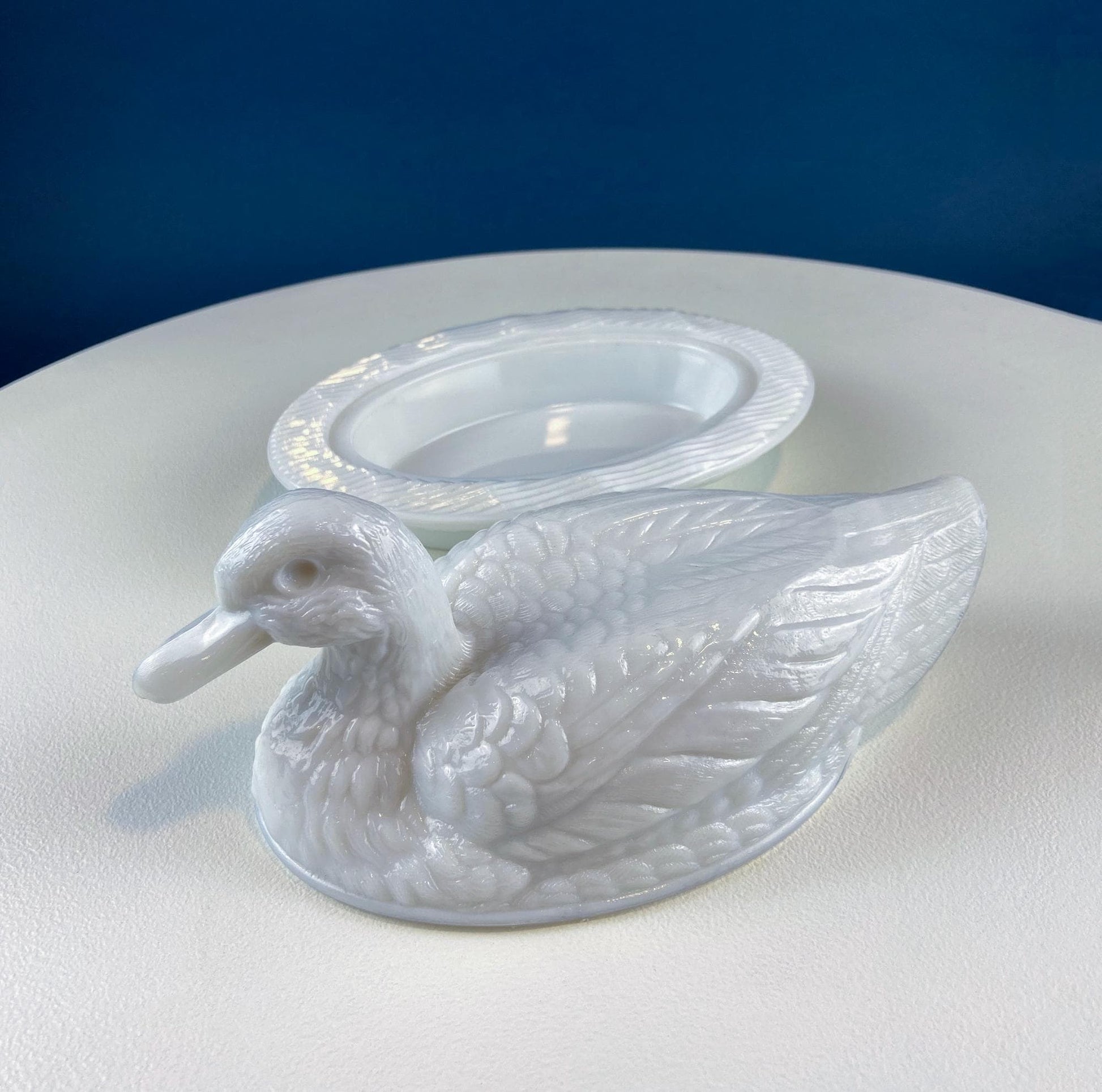 Westmoreland Milk Glass Duck Dish. Vintage Duck Butter or Serving Dish. White Bird Bowl with Cover. Modern Farmhouse. French Country. - I Bought a Yard Sale