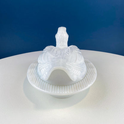 Westmoreland Milk Glass Duck Dish. Vintage Duck Butter or Serving Dish. White Bird Bowl with Cover. Modern Farmhouse. French Country. - I Bought a Yard Sale