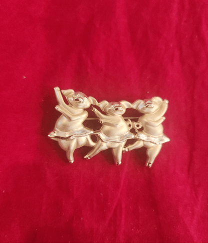 Whimsical Dancing Pigs Pin! This charming gold - tone brooch - I Bought a Yard Sale