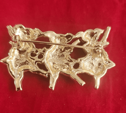 Whimsical Dancing Pigs Pin! This charming gold - tone brooch - I Bought a Yard Sale