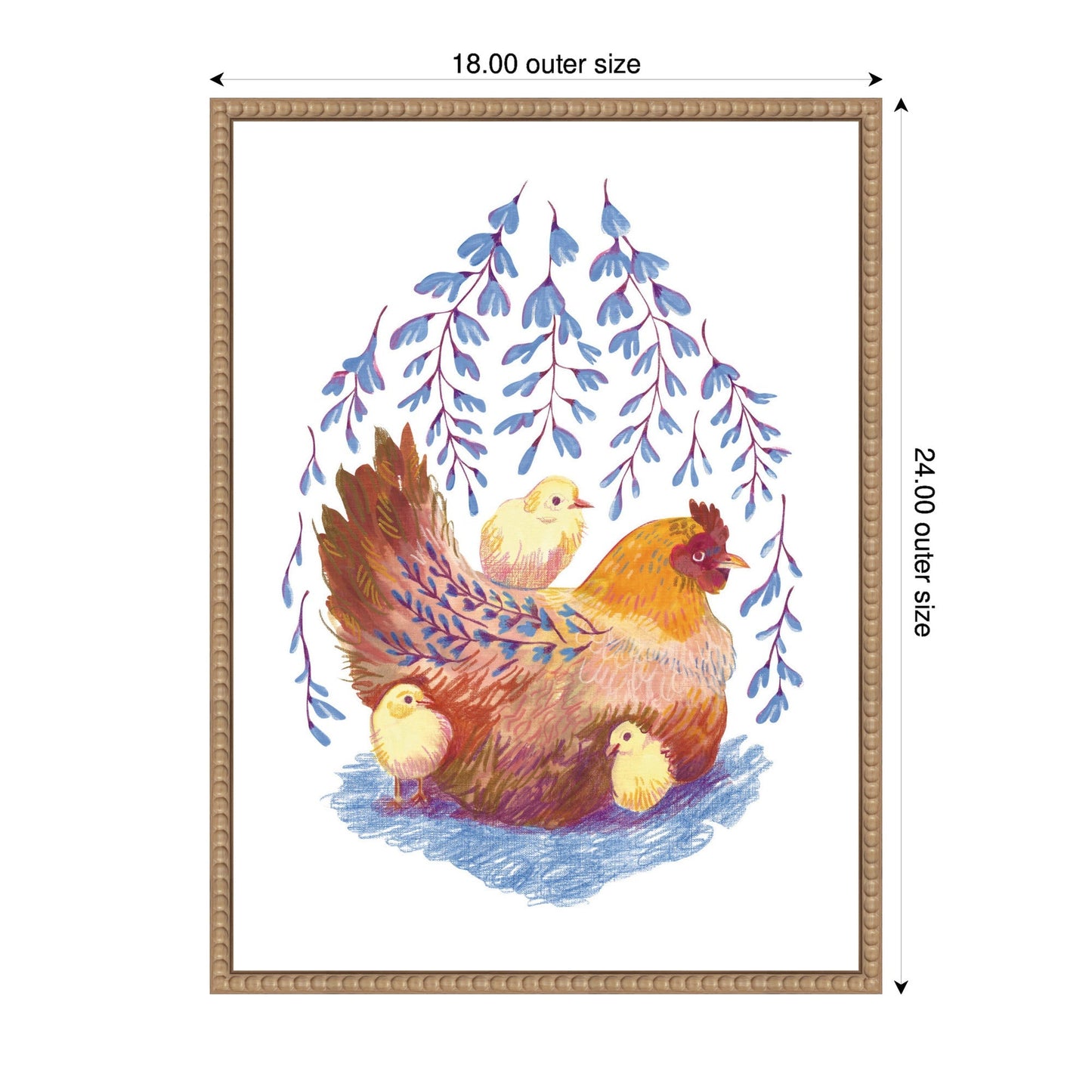 Whisteria Hen by Lucia Gianello Framed Canvas Wall Art Print - I Bought a Yard Sale