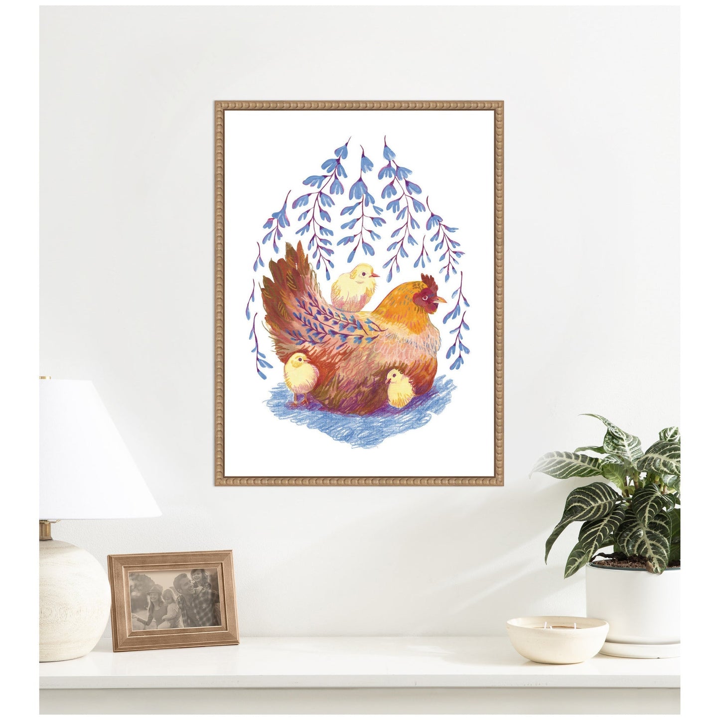 Whisteria Hen by Lucia Gianello Framed Canvas Wall Art Print - I Bought a Yard Sale