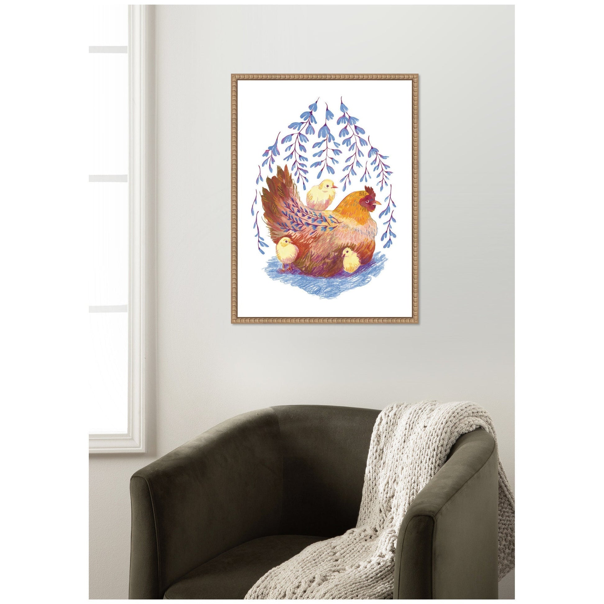 Whisteria Hen by Lucia Gianello Framed Canvas Wall Art Print - I Bought a Yard Sale