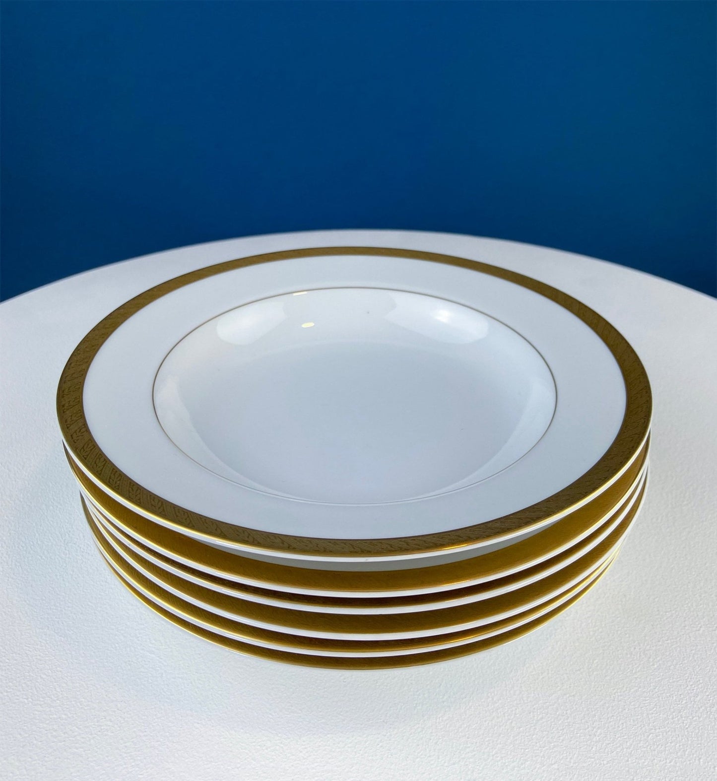White & Gold Dish Set. Wedding Band China. Sango Spun Gold. Dinner, Salad or Dessert, Soup Plates, Sugar Bowl, Serving Dishes. - I Bought a Yard Sale