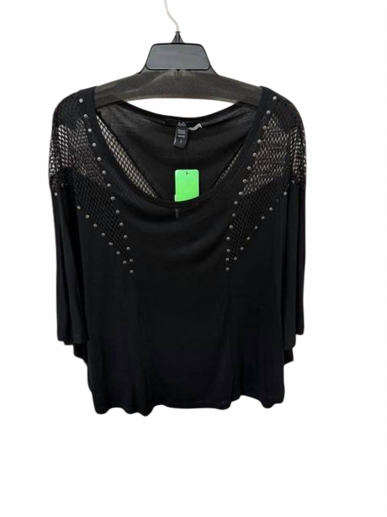 Women Oversized Flutter Sleeve Fishnet Studded Blouse - I Bought a Yard Sale