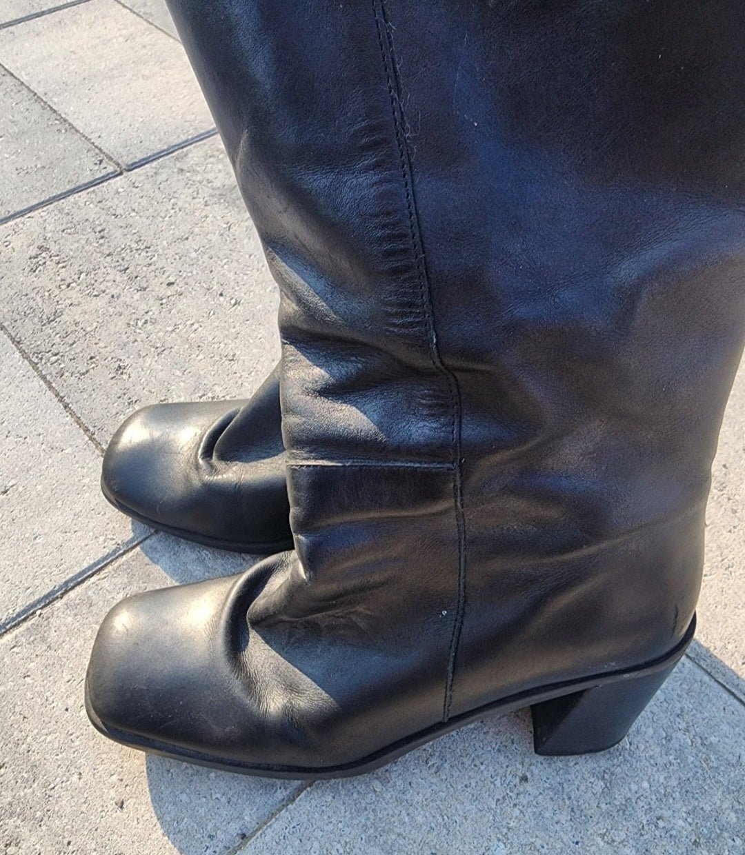 Women's Black Leather Boots - I Bought a Yard Sale
