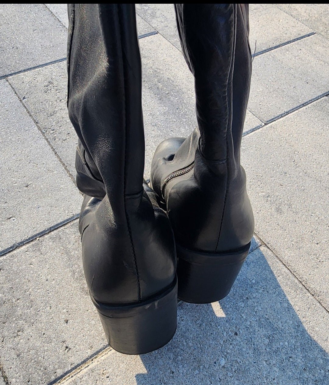 Women's Black Leather Boots - I Bought a Yard Sale