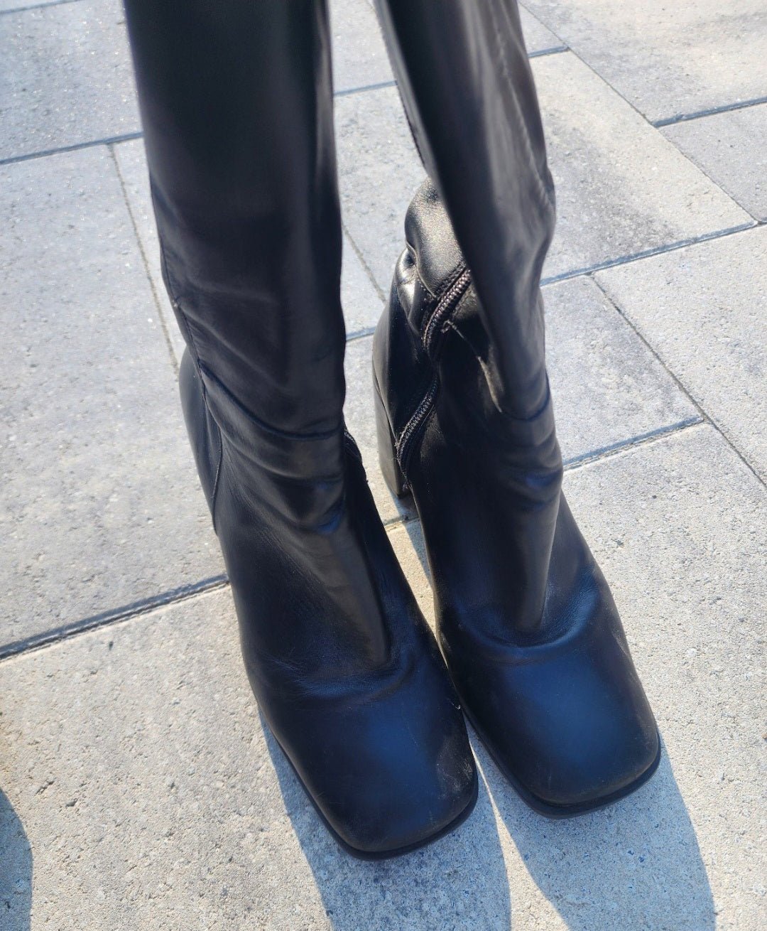 Women's Black Leather Boots - I Bought a Yard Sale