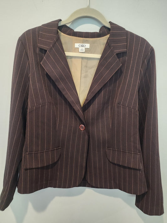 Women's Cato Brown Pinstripe Jacket size 14 - I Bought a Yard Sale