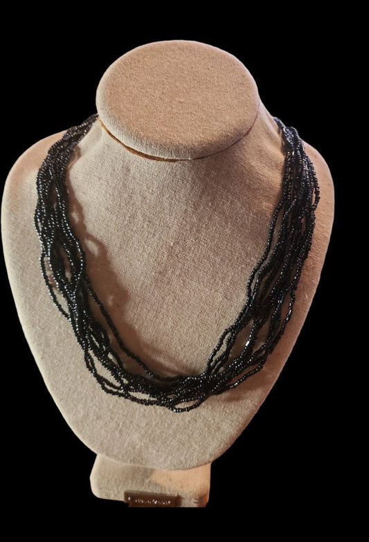 Women's Elegant Black Seed Beaded Necklace - I Bought a Yard Sale
