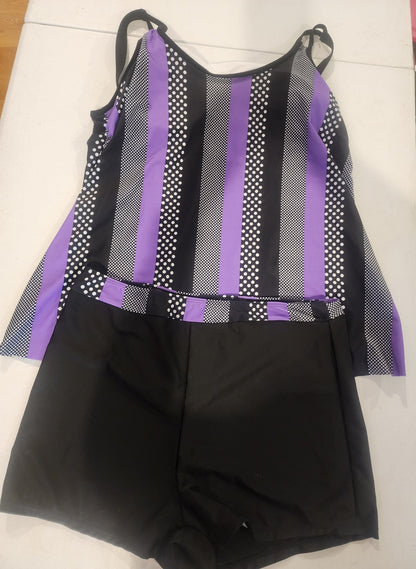 Women's Plus Size Swimsuit 18 - 20 Purple Black White - I Bought a Yard Sale