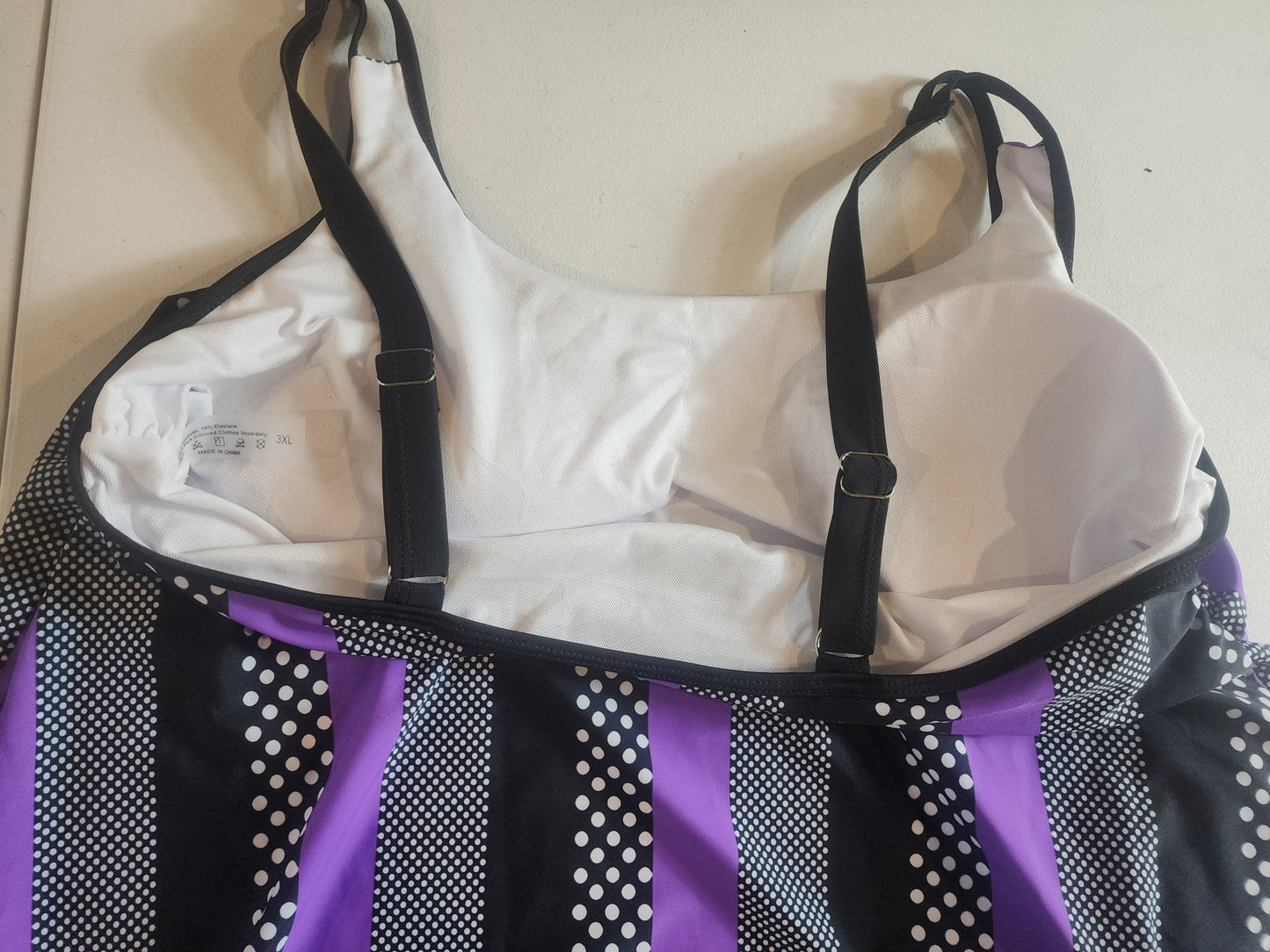 Women's Plus Size Swimsuit 18 - 20 Purple Black White - I Bought a Yard Sale