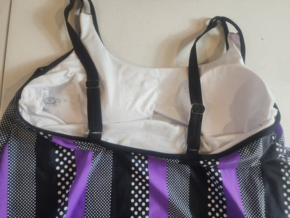 Women's Plus Size Swimsuit 18 - 20 Purple Black White - I Bought a Yard Sale