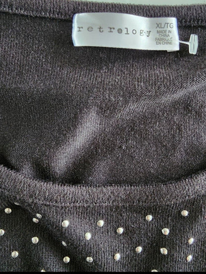 Women's Retrology Black Sweater with Gold beads XL - I Bought a Yard Sale