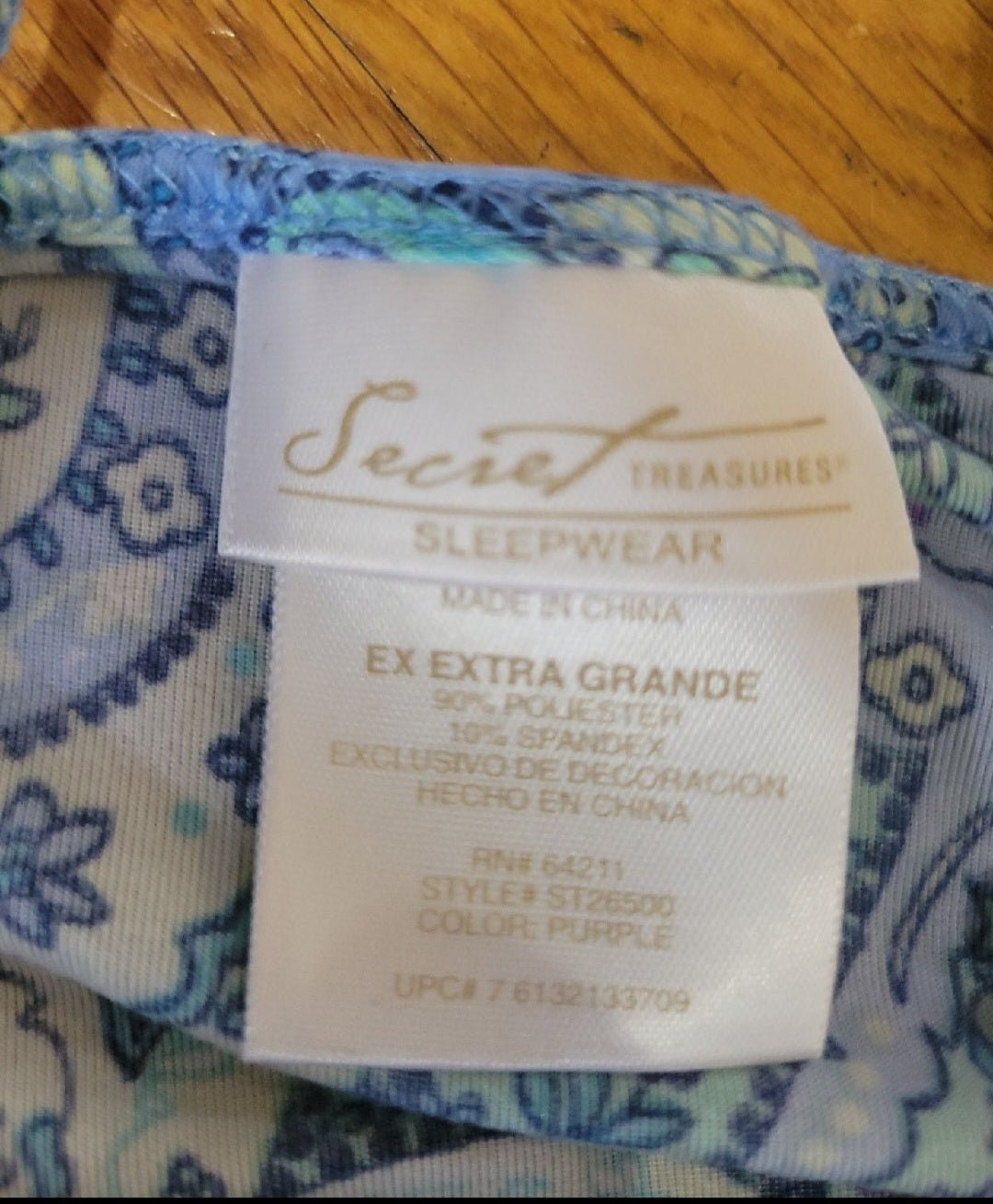 Women's XL Night gown by Secret Treasures Paisley design purple blues green - I Bought a Yard Sale