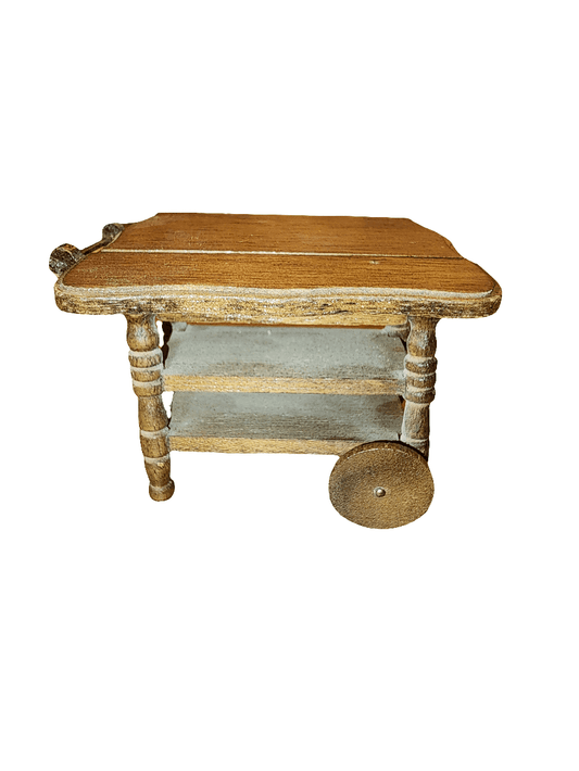 Wooden Dollhouse Colonial Tea Trolley Tea Cart - I Bought a Yard Sale